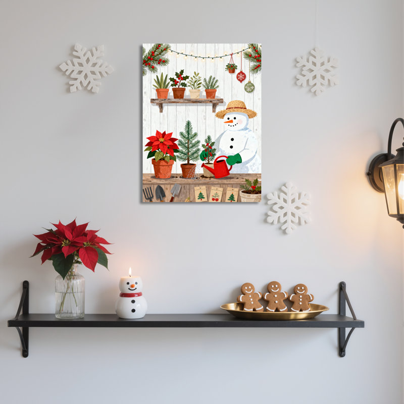 «Garden Snowman», art mural sur toile, H 18 po x l 12 po