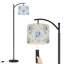 Lampe sur pied à arc avec abat-jour ajustable avec fleurs roses rétro bleues et lampe sur pied à 3 températures de couleur à intensité variable avec interrupteur au pied pour la chambre à coucher