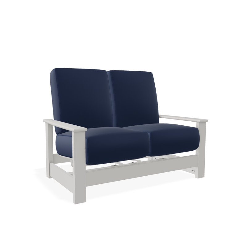 Leeward 56.5'' Wide Loveseat with Cushions, Canvas Navy Sunbrella® Canvas, Snow