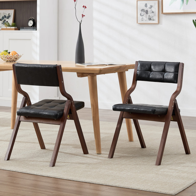 Versatile Soft-Padded Folding Chair: Perfect for Dining and Relaxation, Black/Walnut