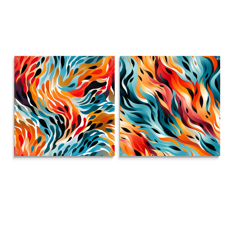 Cristianna - Ensemble de 2 peintures murales abstraites en acrylique, H 36 po x l 73 po