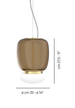 Faro 1 - Light Pendant, 95" H x 11.5" W x 11.5" D, White/Burned Earth, Painted Brass