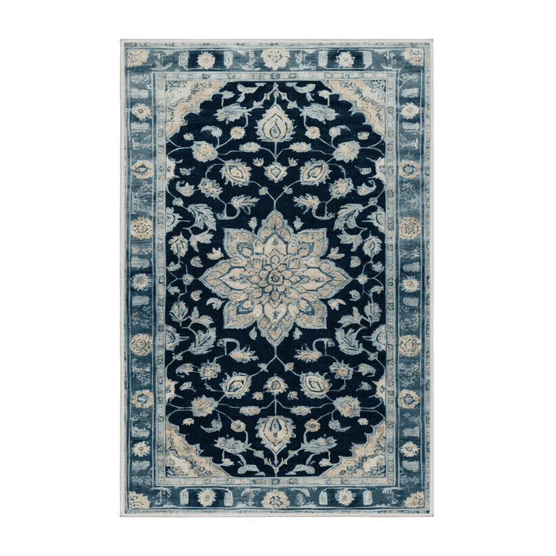 Machine Washable Overdyed Green Area Rug, Rectangle 5' x 8'