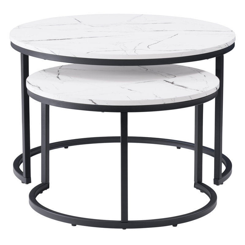 Allenhurst Nesting Coffee Table, White Marbled, Black