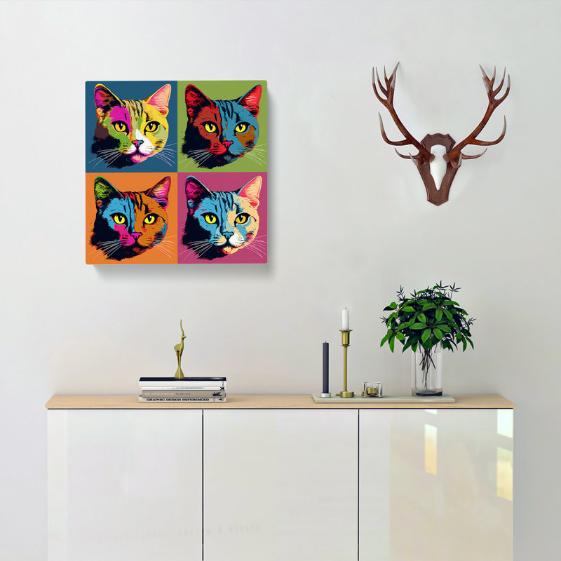 Cat Pop Art No.1 - Print, 50cm H x 50cm W x 3cm D