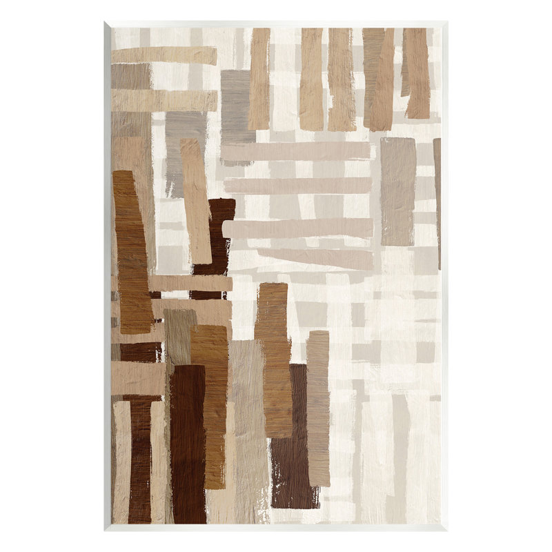 Brown Crosshatched Pattern Wall Plaque Art by Amber Sterling, 15" H x 10" W