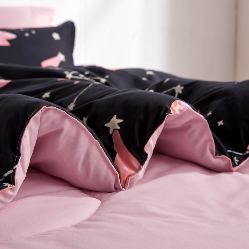 Ensemble d'édredon pour enfants avec taies décoratives, Simple/Simple TG, Pink Galaxy