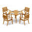 6 Seats 7 Pcs Grade-A Teak Wood Dining Set: 48" Round Table And 6 Arbor Stacking Arm Chairs #11AB1006-1825329823