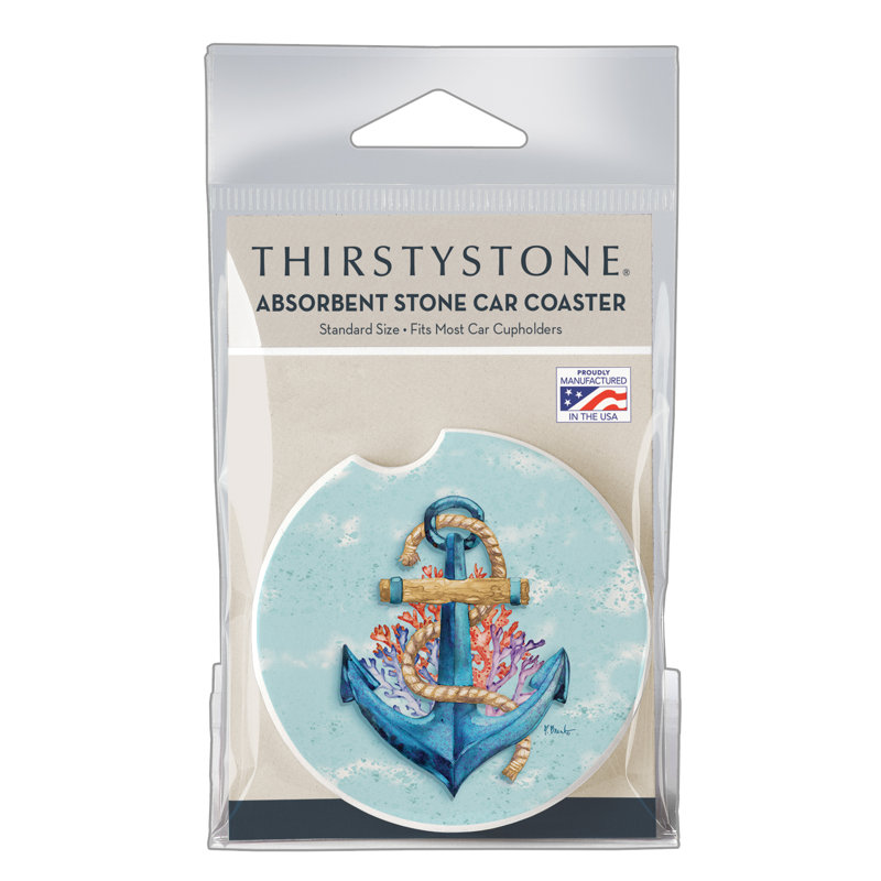 Submerged Anchor Single Round Absorbent Stone Car Coaster