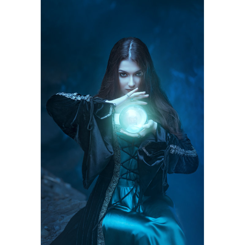 Witch With Magic Ball - Wrapped Canvas Print, 46cm H x 30cm W x 3.8cm D