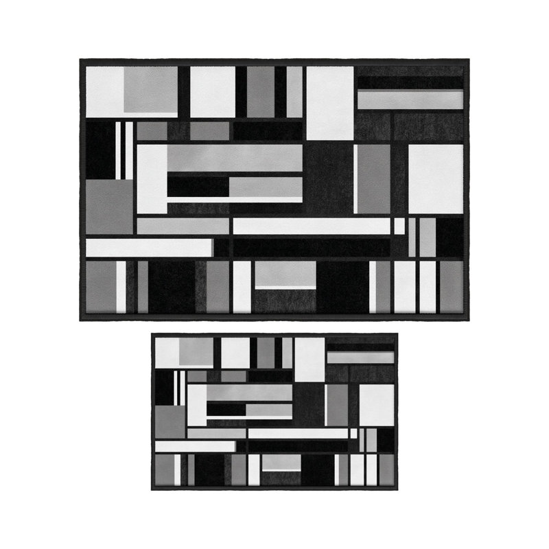 Luxurious Bathmat Set (2 Pieces), Black, 19.7 x 23.6 inches & 23.6 x 39.4 inches | 100% Polyester, 650 g/m² | Non-Slip Underside, Dot Base, Machine Washable | Perfect for Stylish Bathroom Decor & Comfort
