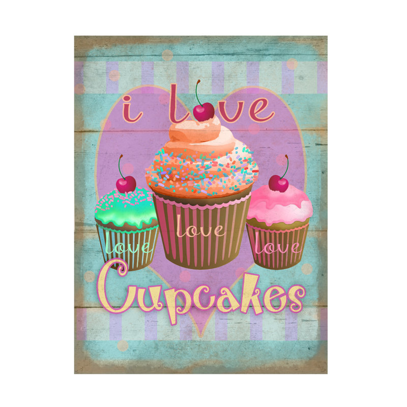 «I Love Cupcakes On Canvas» par RetroPlanet, H 19 po x l 14 po x P 2 po