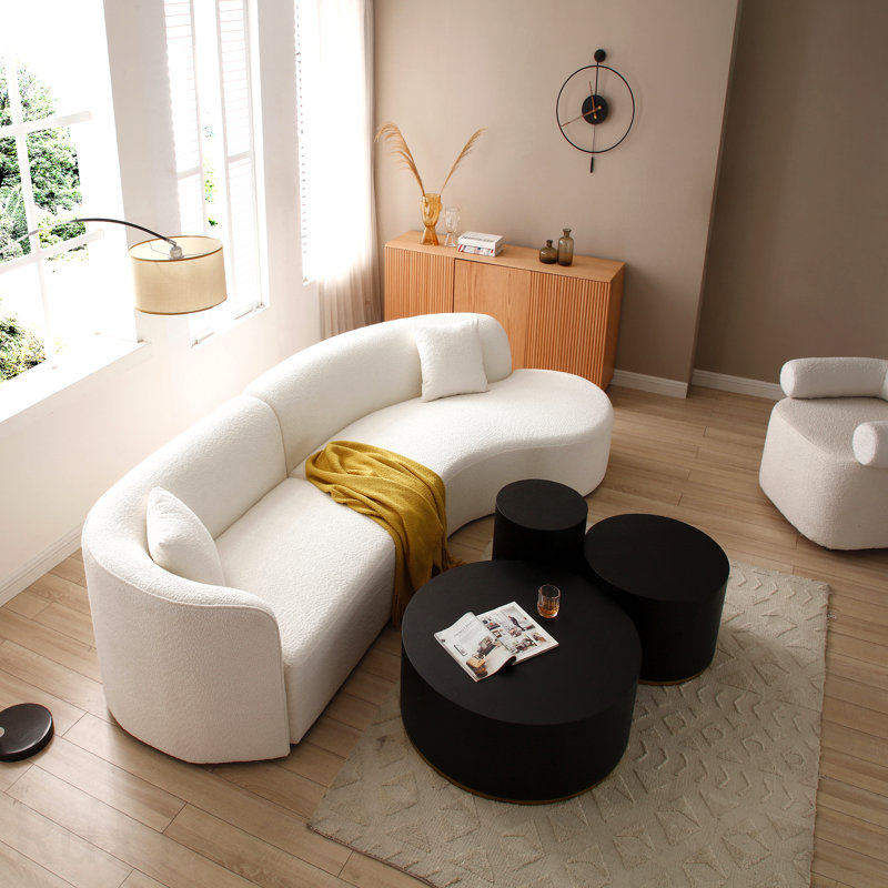 Canapé incurvé convenant aux maisons modernes, ensemble de 2 pièces avec canapé rembourré avec méridienne, canapé modulaire faisant face à la droite et canapé Boucle