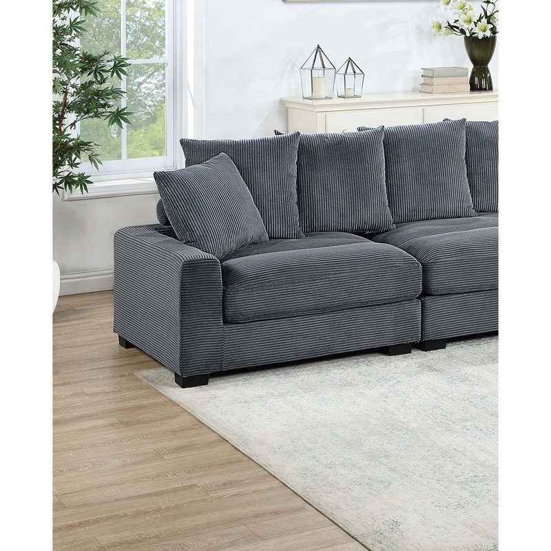 Canapé modulaire en velours côtelé gris foncé