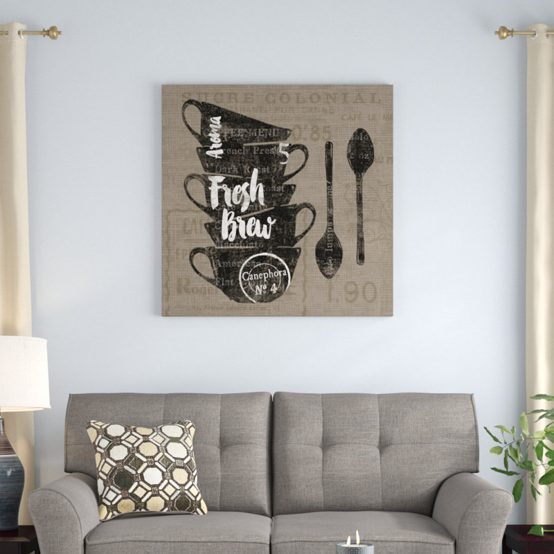 Linen Coffee III 1 Piece Wall Art on Canvas, 91cm H x 91cm W x 3.8cm D
