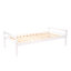 Lit mezzanine simple avec lit autonome, escalier de rangement, bureau, tablettes et tiroirs, blanc