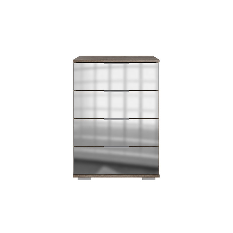 Aeryn 52cm W 4 - Drawer Chest of Drawers, Imitation muddy oak and mirror