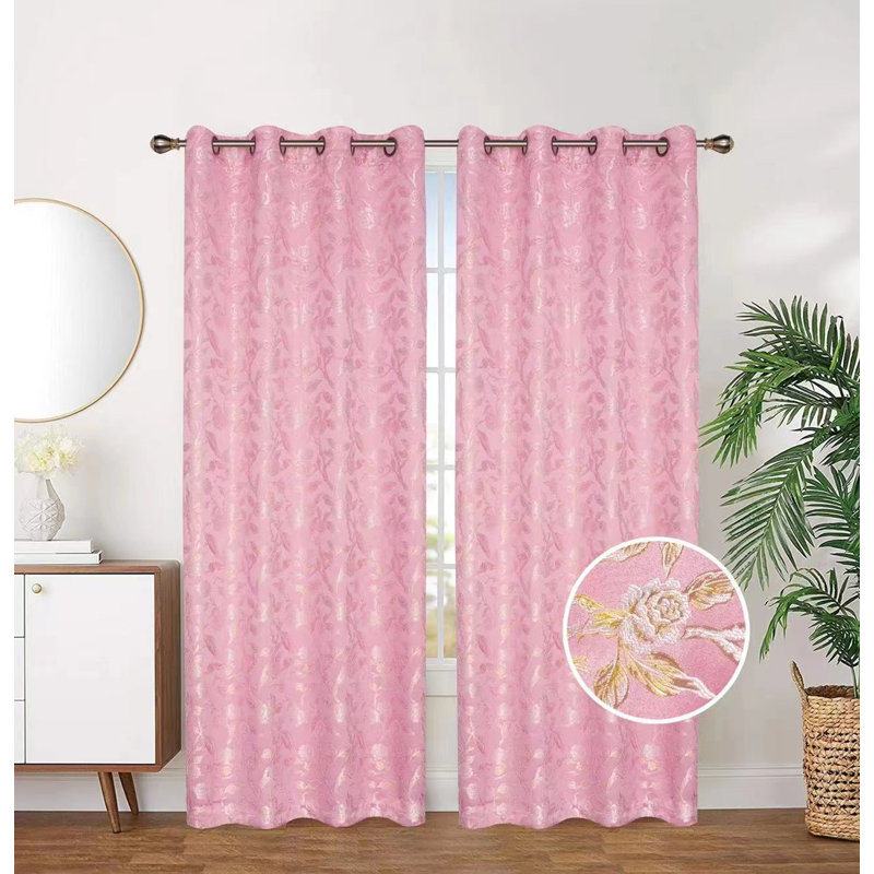 Blackout Curtain Single Panel, Pink Rose