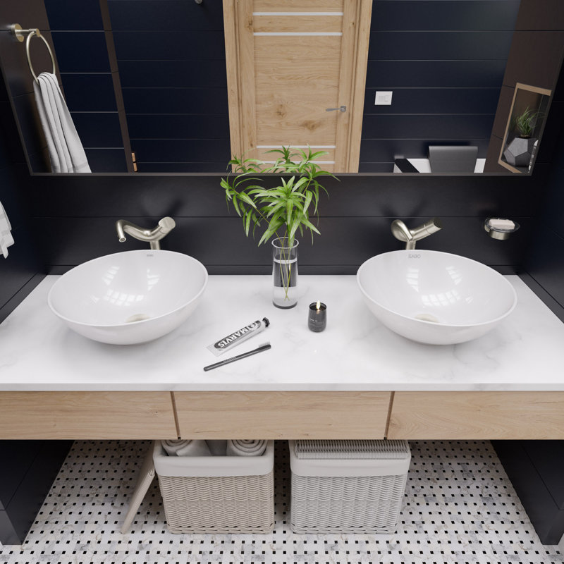 Lavabo de salle de bain circulaire en céramique pour bateau