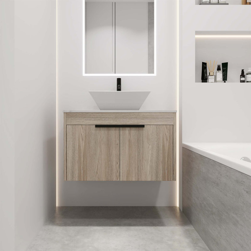 Ensemble de meuble-lavabo mural 30 po avec lavabo en céramique 30 po