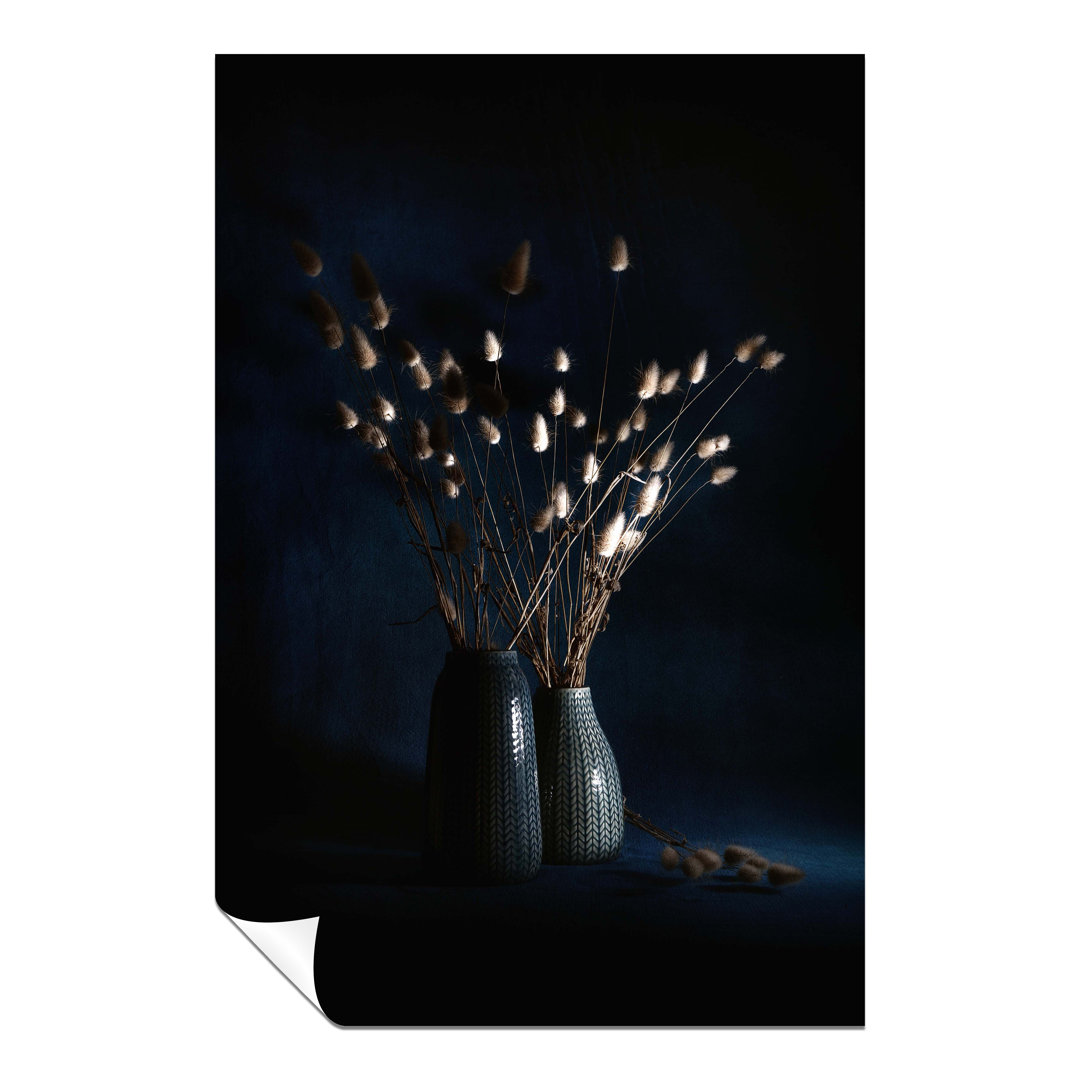 Panther Print Fine Art Prints Brown Bunny Tail Grass In Blue Vase Artistic Unframed Poster, Pictures For Home Walls, Bedroom, Living Room & Bathroom D
