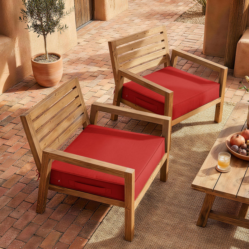 Wynee Outdoor Cushions 24X24x5 Outdoor Chair Cushions And Seat Cushions, Red, Set of 2