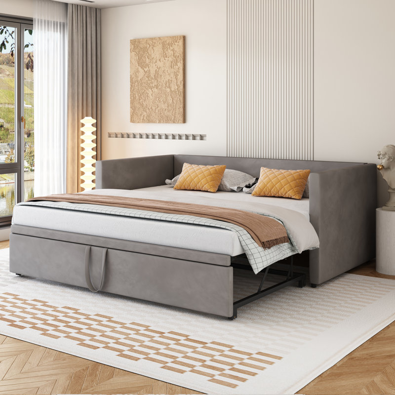 Borchert 2 Seater Fabric Sofa Bed, Grey