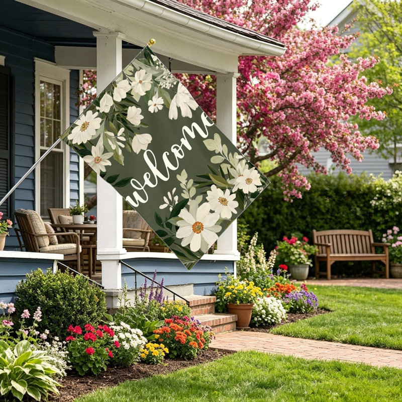 Drapeau décoratif Welcome, 35 po x 24 po / 90 x 60 cm avec œillets