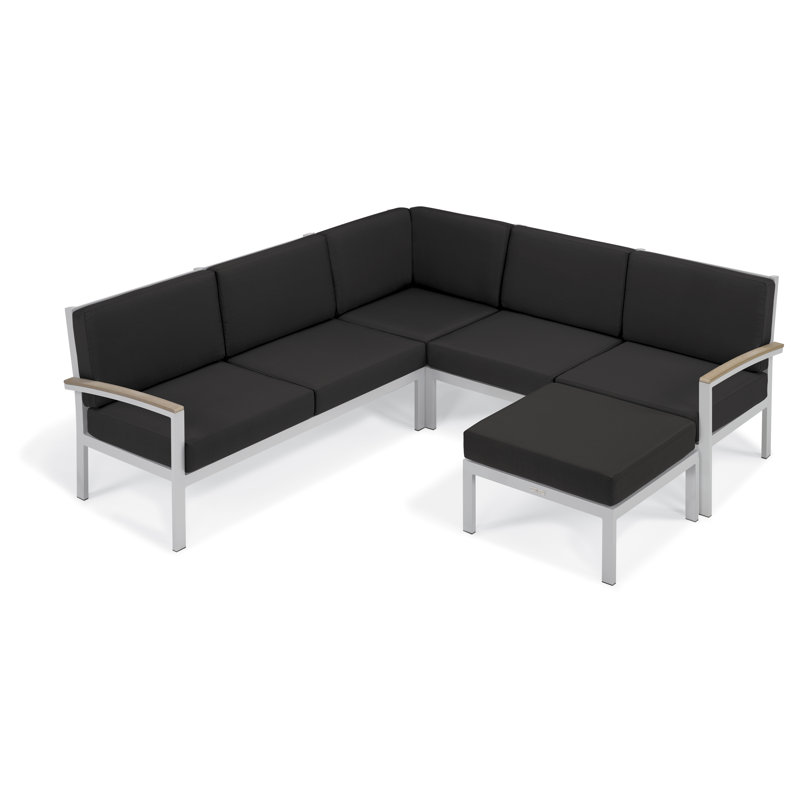 Siège de coin modulaire Travira, Noir de jais