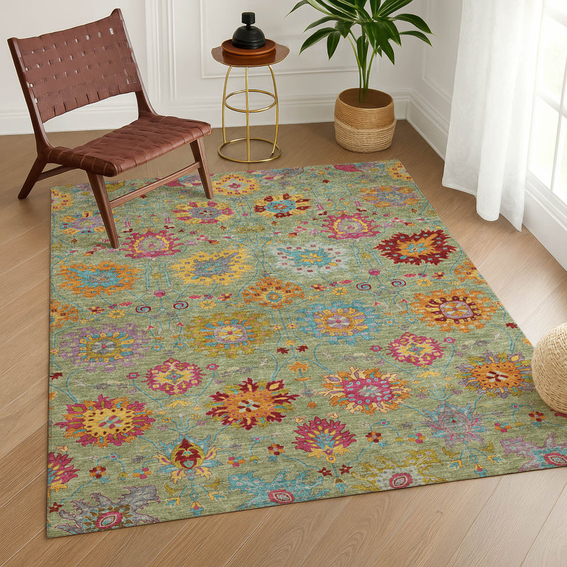 Machine Washable Indoor/Outdoor Mattera ACN2288 Damask Rug, Rectangle 10' x 14'
