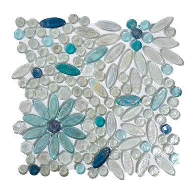 Carreau de mosaïque en verre à motif floral - tuile décorative murale et dosseret