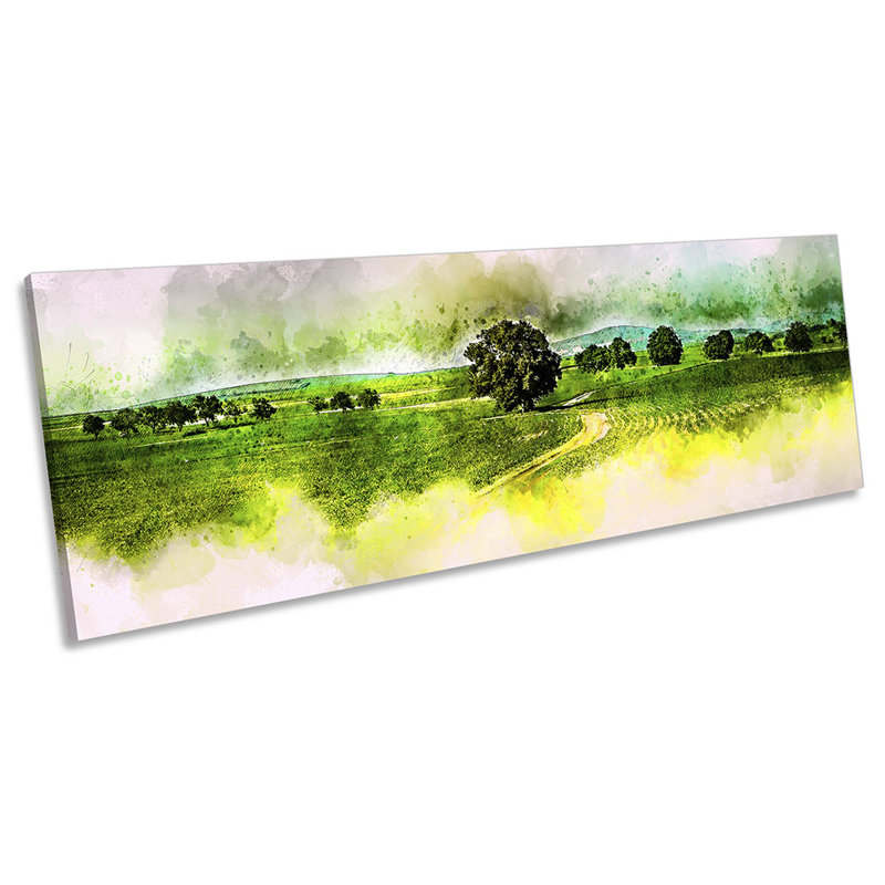 Countryside Summer Trees Panoramic - Wrapped Canvas Painting, 40.64cm H x 121.92cm W x 2cm D