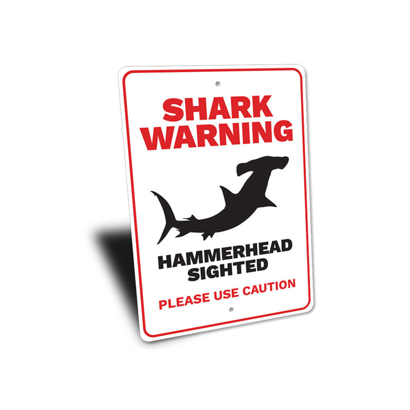 Panneau d'avertissement de requin, H 14 po x l 10 po x P 0,04 po