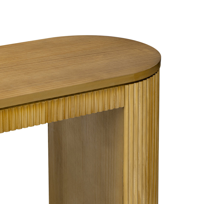 Console incurvée et élégante ornée de rayures verticales - Plateau spacieux en pin - Construction robuste et facile à monter - Idéale pour les espaces de vie - Facile à assembler