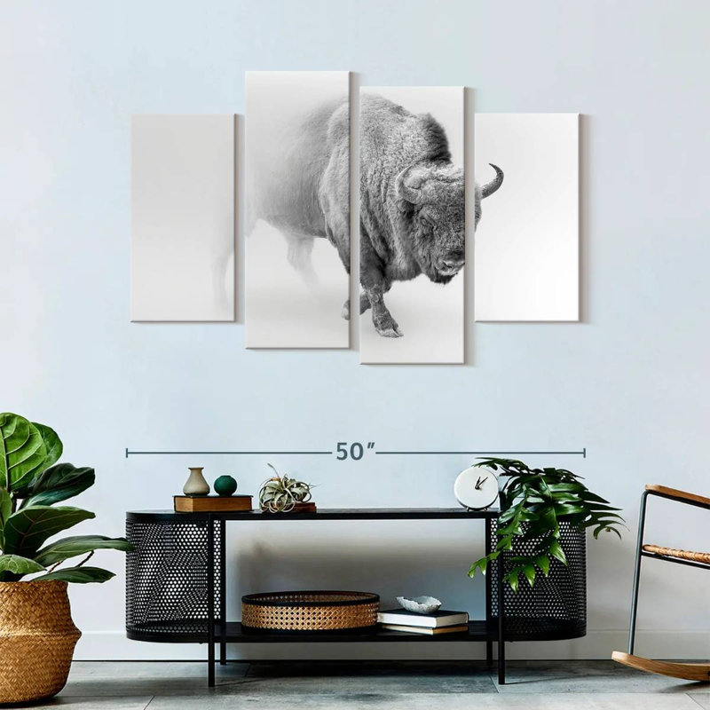 " Wild Bison " 4 - Pieces, 32" H x 52" W x 1.25" D