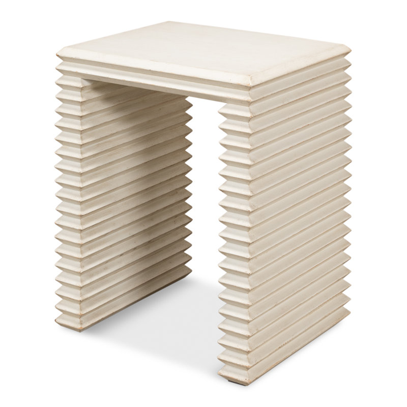 Stacked Solid Wood End Table, Antique White