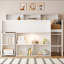 Lit mezzanine double en bois avec bureau et DEL, tablette de rangement pour les adolescents, conception peu encombrante-1594685727