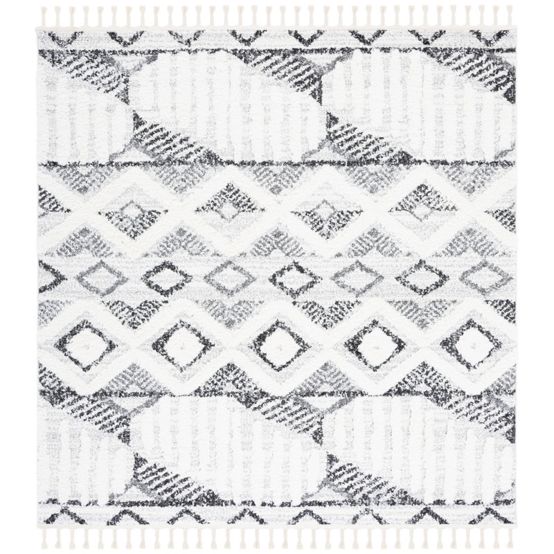 Moroccan Tassel Shag Performance Southwestern Rug, Square 6'7"