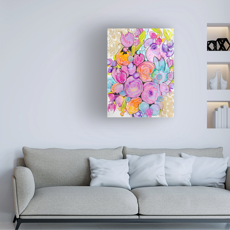 Art mural sur toile tendue - «Euphoria floral» par Amy Tieman pour décoration de salon, de chambre à coucher ou de bureau - 35 x 47