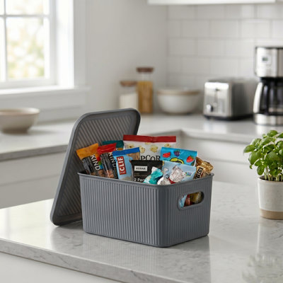 Plastic Ribbed Storage Baskets