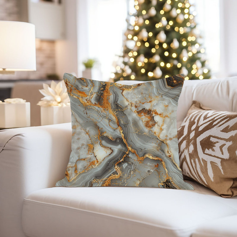 Abstract Golden Gray Geode Crystal I Modern, 20"H x 20"W