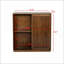 Buffet Mid-Century avec 2 portes coulissantes et amp; Bandes de bois massif | Rangement spacieux | Trou de sortie | Noyer brun | Panneau de fibres à densité moyenne