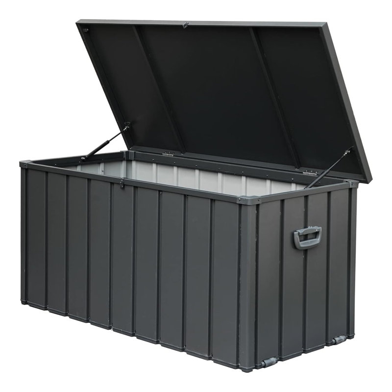 Coffre de terrasse à persiennes verrouillable Domi, Gris foncé, H 33,1 po x l 54,3 po x P 29,2 po