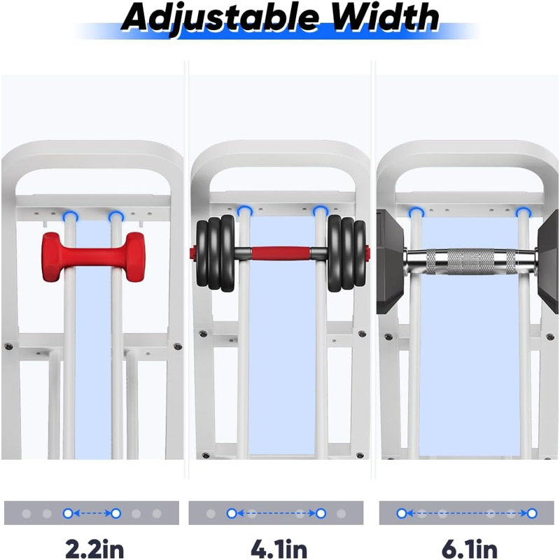 Support réglable pour haltères, support de support de poids pour haltères, kettlebells, organisateur de gymnastique à domicile robuste avec 6 crochets pour accessoires d'équipement de gymnastique à domicile