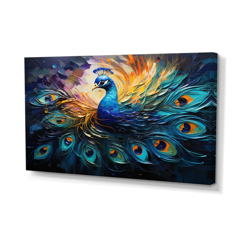 Peacock Feather Drips II - animaux, impressions sur toile