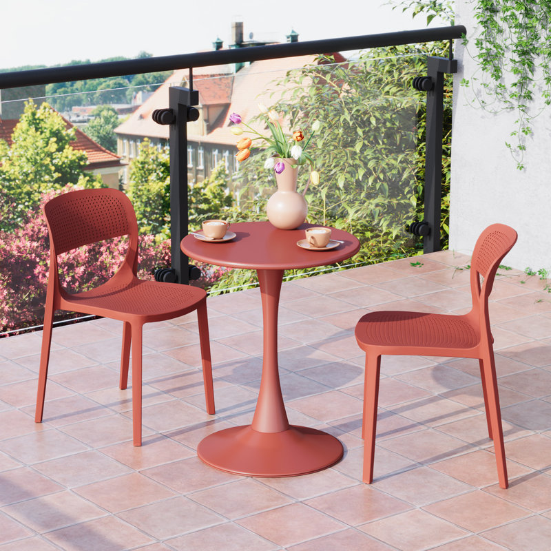 Chaise de salle à manger d'extérieur empilable, Rouge