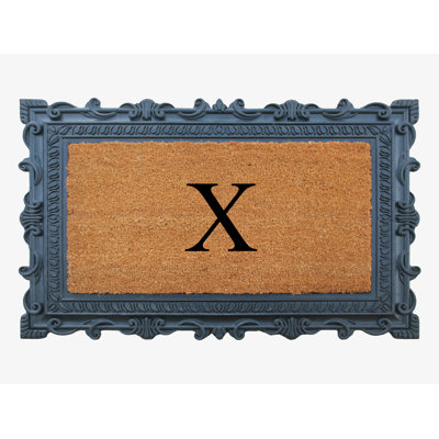 A1HC First Impression Carson Rubber and Coir Doormat Monogrammed Mat 24" X 36"