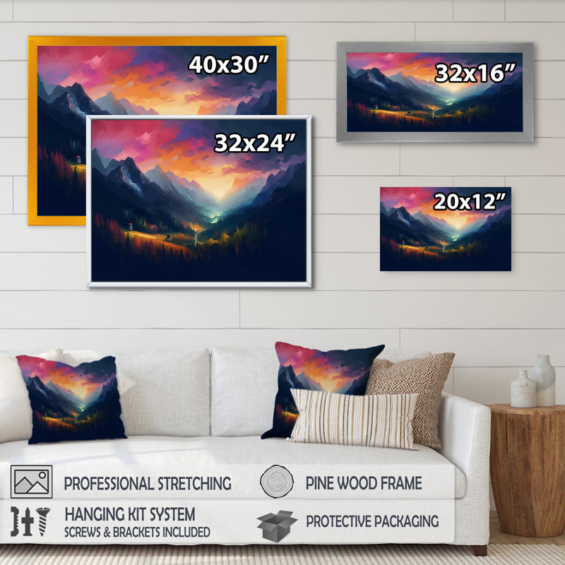 Bridgecliff Foggy Mountain View, H 12 po x l 20 po x P 1 po, Cadre photo noir