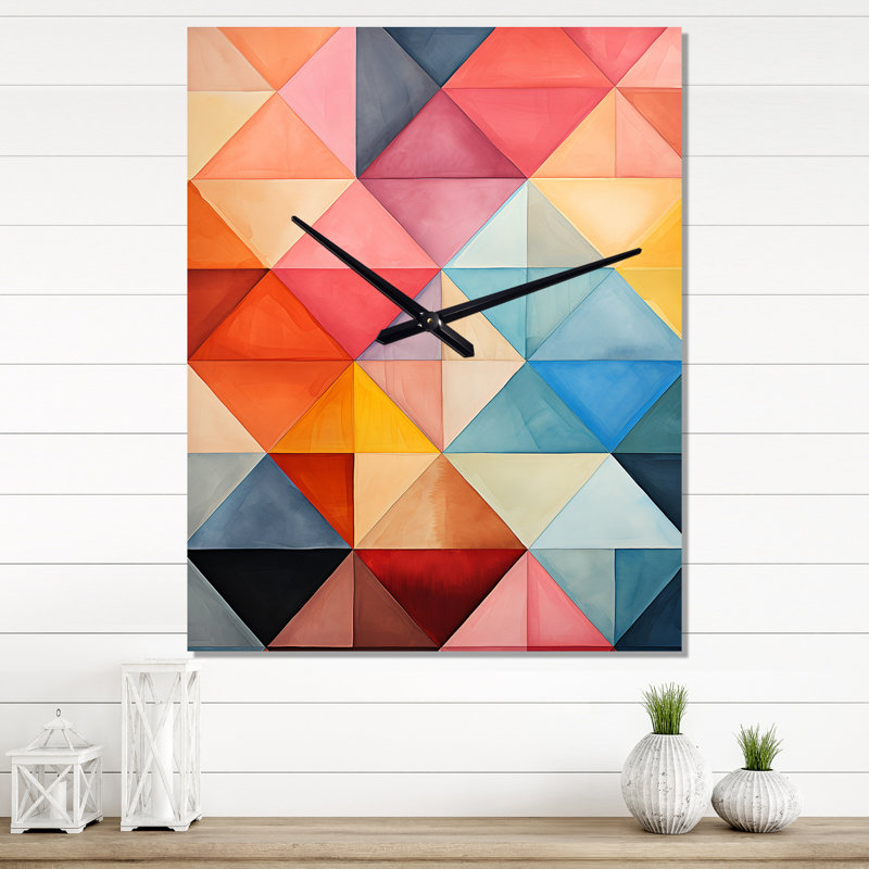 Hardedge Pastel Symetry IV - Horloge murale abstraite surdimensionnée, Petit