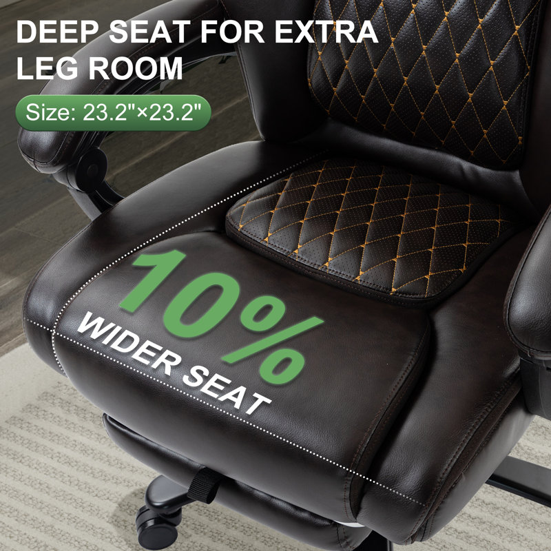 Fauteuil de direction inclinable 500LBS, Similicuir brun